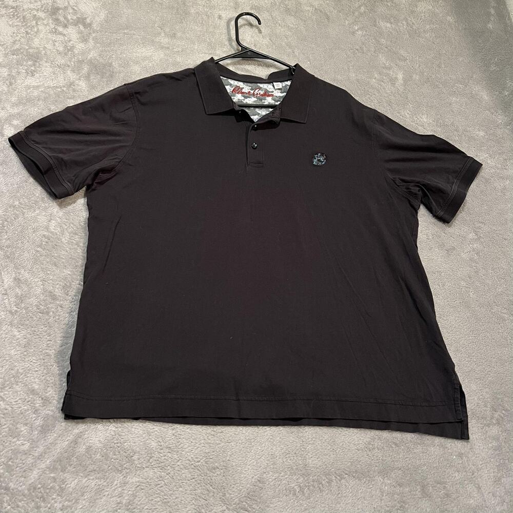 Robert Graham Polo Shirt Mens 2XL Black Supima Cotton Classic Crest Logo Knit